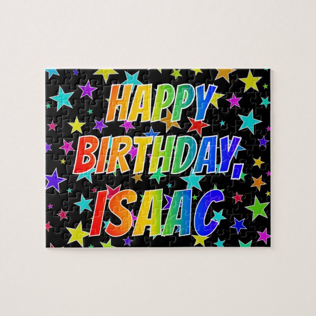 Puzzle "ISAAC" Nombre, Divertido "FELIZ CUMPLEAÑOS" (Horizontal)