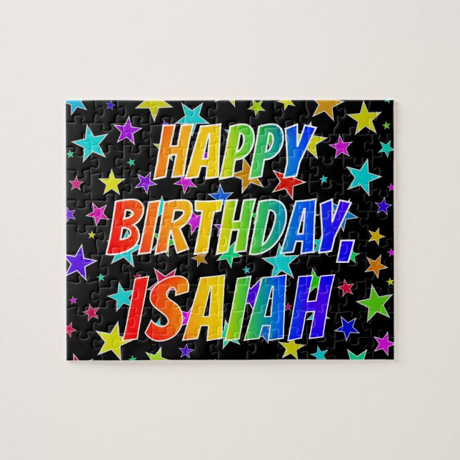 Puzzle "ISAIAH" Nombre, Divertido "FELIZ CUMPLEAÑOS" (Horizontal)