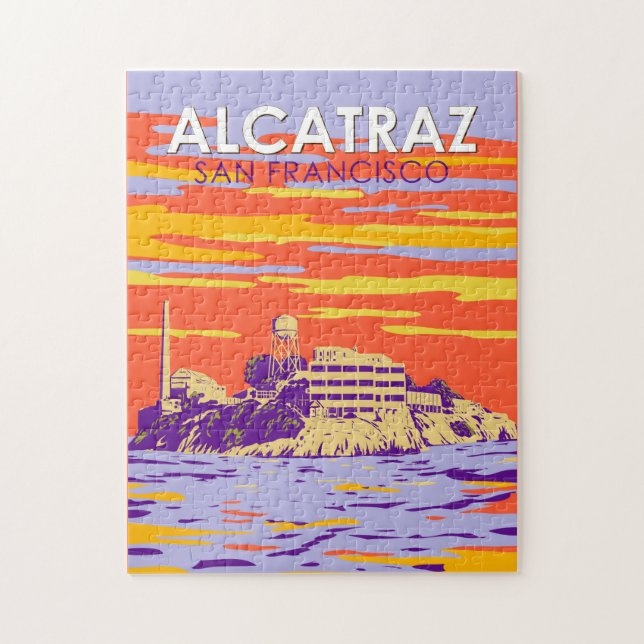 Puzzle Isla de Alcatraz San Francisco Viaje Vintage (Vertical)