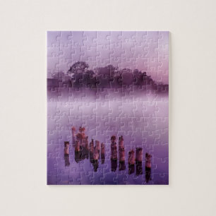 Puzzle Isla flotante de Kumamoto Japón Lago de niebla Mañ