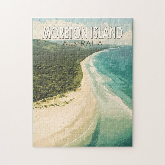 Puzzle Isla Moreton Australia Viaje arte cosecha (Vertical)