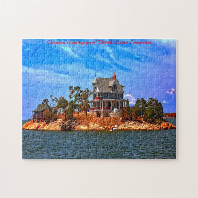 Puzzle Isla Thimble Connecticut. Felicitaciones de Navida (Horizontal)