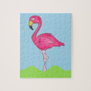 Puzzle Isla Tropical Pájaro Pájaro Rosado Caliente Flamin