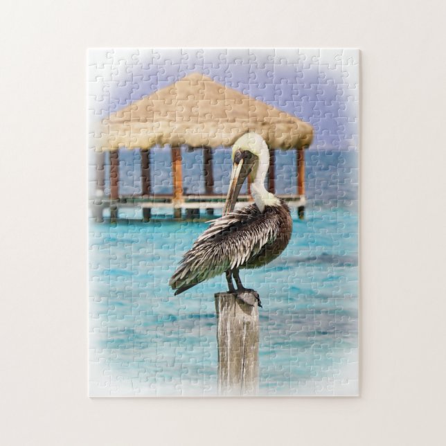 Puzzle Isla Tropical Pelican Blue Water (Vertical)