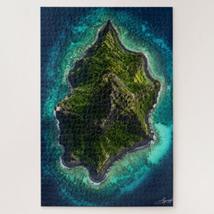 Puzzle Isla Volcánica de Arena Negra Vista Satelital