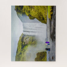 Puzzle Islandia Jigsaw - cascada Skogafoss
