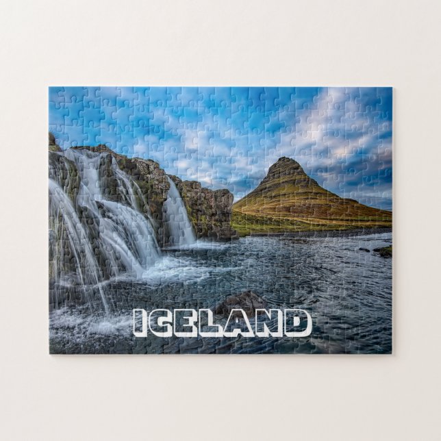 Puzzle Islandia | Montaña de Kirkjufall con cascadas (Horizontal)