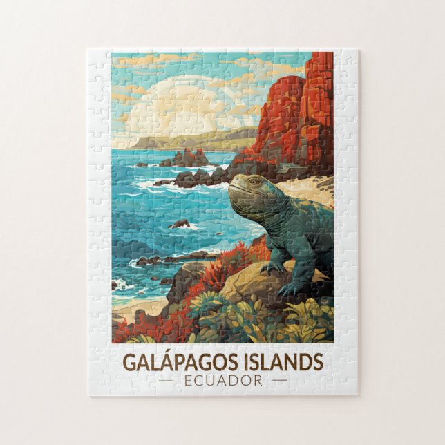 Puzzle Islas Galápagos: Vintage de arte de viajes (Vertical)