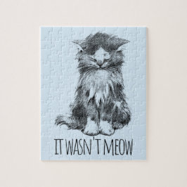 Puzzle It Wasn't Meow Cute Fluffy Kitten Light Blue