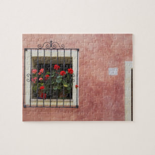 Puzzle Italia, Asciano, cajas de ventana con primavera fr