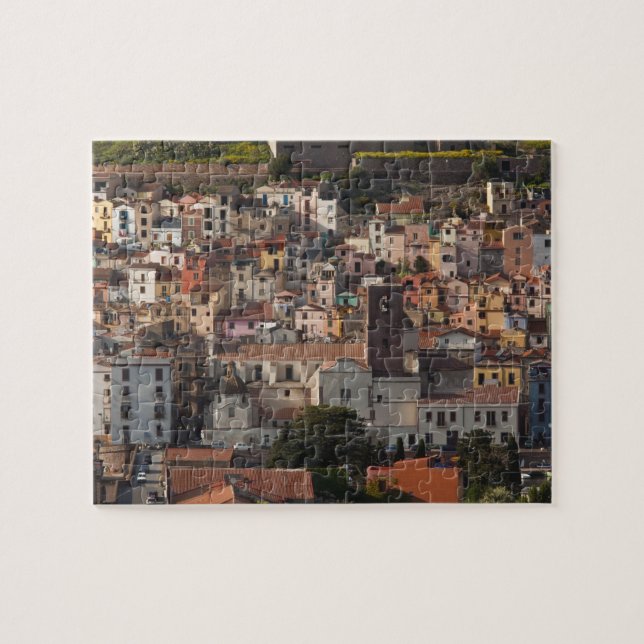 Puzzle Italia, Cerdeña, Bosa. Vista de la ciudad con Cast (Horizontal)