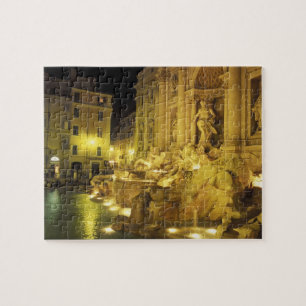 Puzzle Italia, Roma. Fuente de Trevi de noche.