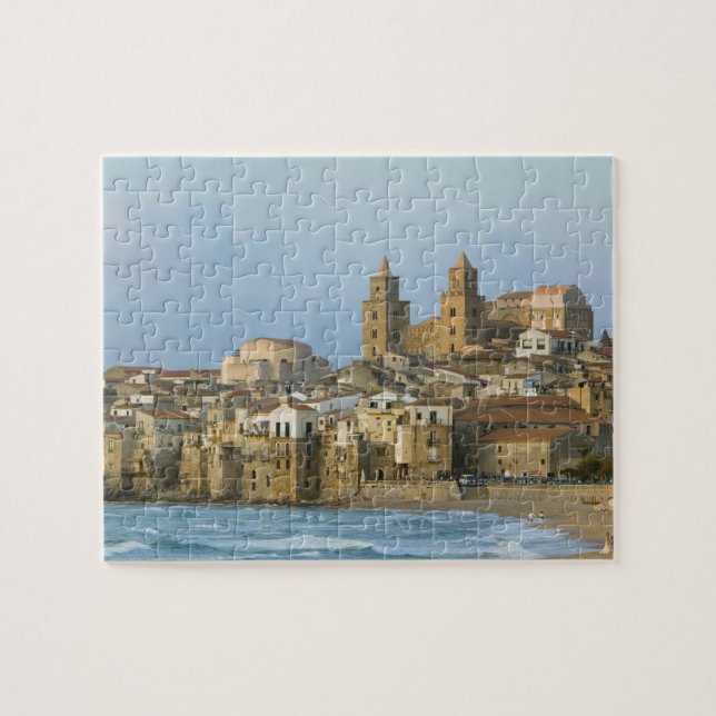 Puzzle Italia, Sicilia, Cefalu, Vista con el Duomo desde  (Horizontal)