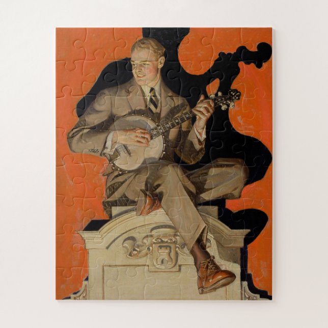 Puzzle J.C. Leyendecker Banjo Player 1920 Art Deco Art (Vertical)