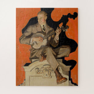 Puzzle J.C. Leyendecker Músico de Banjo 1920 Arte Art Déc