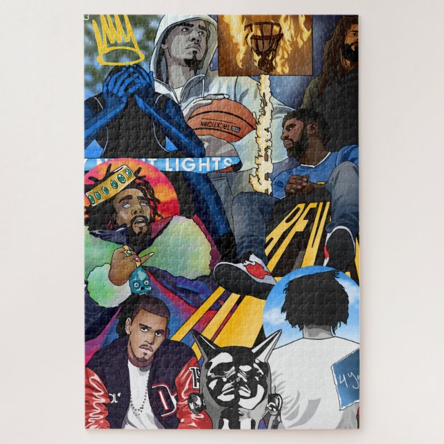 Puzzle J.Cole Álbum Cover Mashup Poster música rap (Vertical)