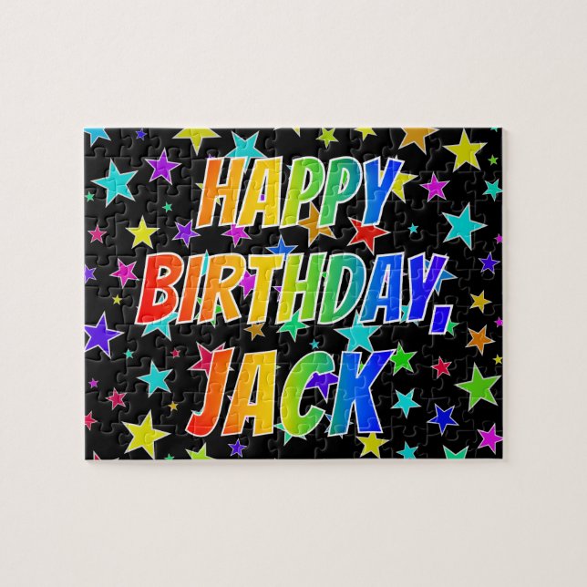 Puzzle "JACK" Nombre, Diversión "FELIZ CUMPLEAÑOS" (Horizontal)