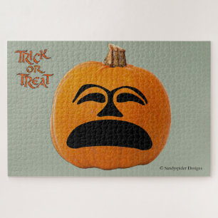 Puzzle Jack o' Lantern Cara infeliz, calabaza de Hallowee