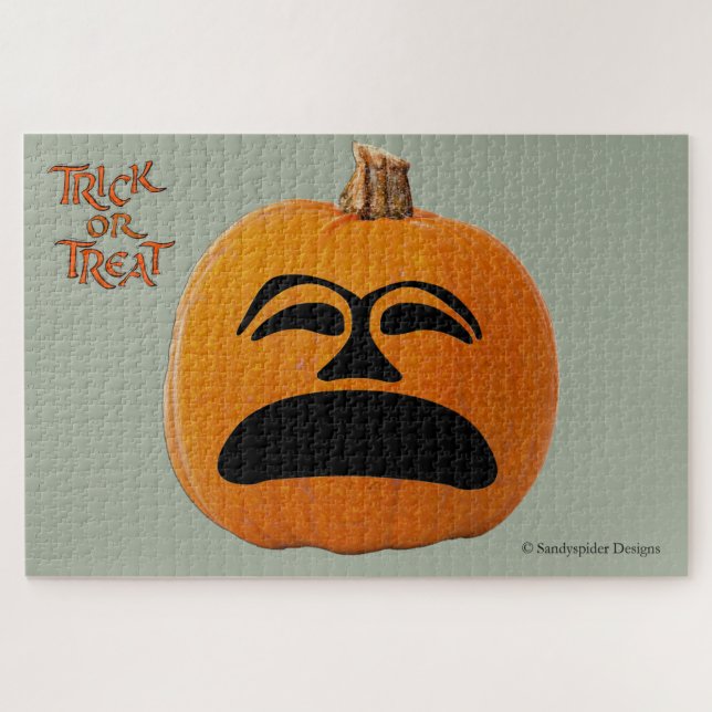 Puzzle Jack o' Lantern Cara infeliz, calabaza de Hallowee (Horizontal)