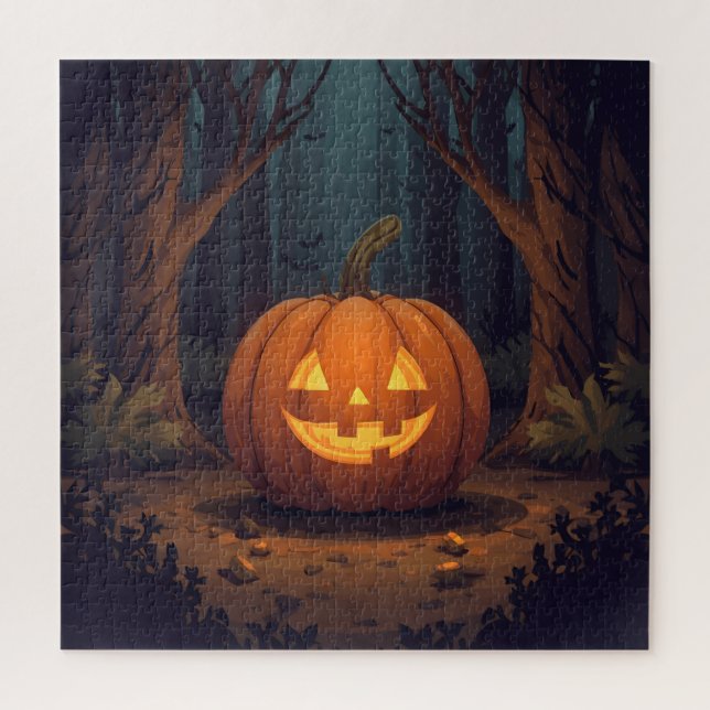 Puzzle Jack O' Lantern Resplandeciente En El Bosque (Vertical)