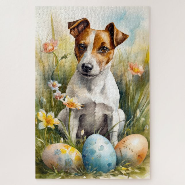 Puzzle Jack Russell con huevos de Pascua (Vertical)