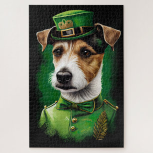 Puzzle Jack Russell Dog con vestido de San Patricio
