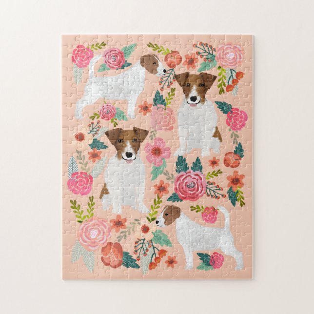 Puzzle Jack Russell Dog Florals (Vertical)