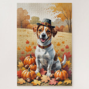 Puzzle Jack Russell en Arte de Acción de Gracias de Hojas