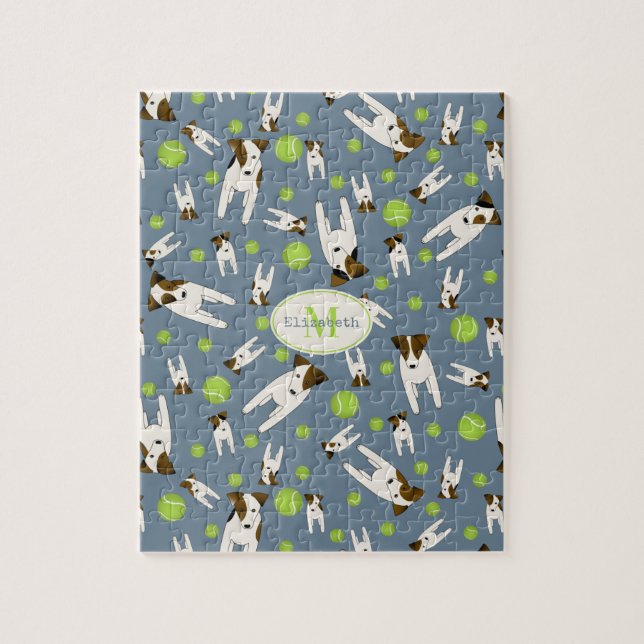 Puzzle Jack Russell y pelotas de tenis lindo patrón de pe (Vertical)