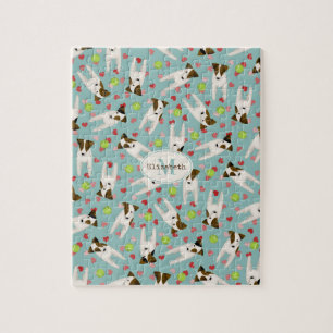 Puzzle Jack Russells tennis balls hearts cute dog pattern