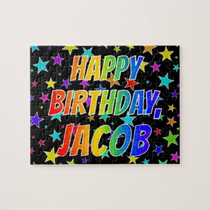 Puzzle "JACOB" Nombre, Diversión "FELIZ CUMPLEAÑOS"