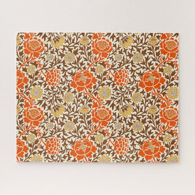 Puzzle Jacobean Floral, Naranja, Brown y Mustard Gold (Horizontal)
