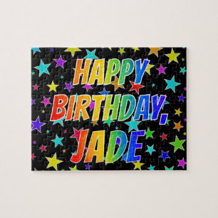 Puzzle "JADE" Nombre, Diversión "FELIZ CUMPLEAÑOS"
