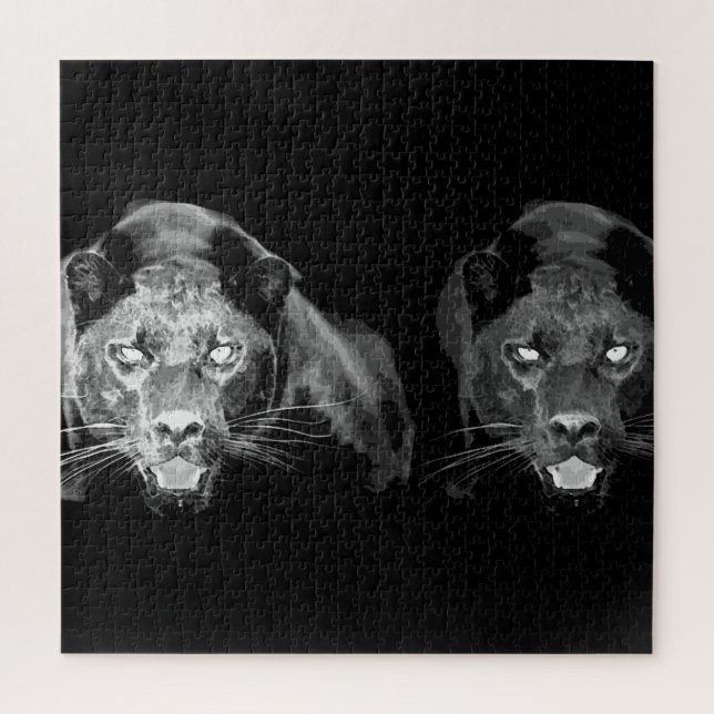 Puzzle Jaguar blanco y negro - Animales salvajes grandes  (Vertical)