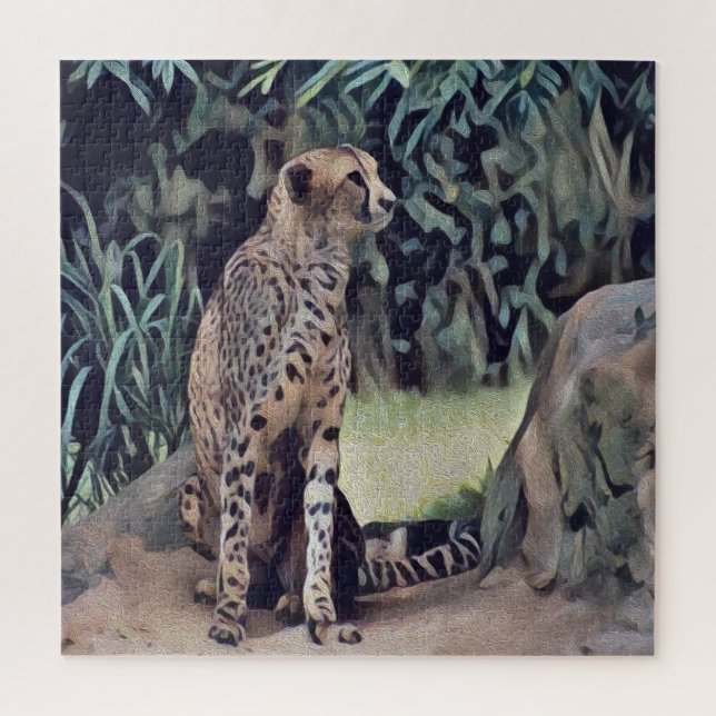 Puzzle Jaguar En La Pintura Del Aceite Forestal, Rompecab (Vertical)