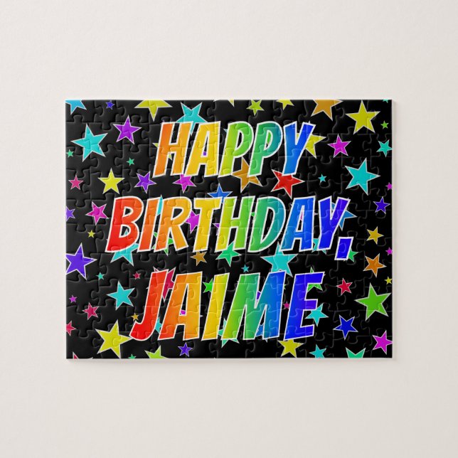 Puzzle "JAIME" Nombre, Diversión "FELIZ CUMPLEAÑOS" (Horizontal)