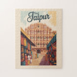 Puzzle Jaipur India Hawa Mahal Ilustracion arte de viajar<br><div class="desc">Diseño de viaje vectorial retro de Jaipur. Jaipur,  la vibrante capital de Rajastán,  es conocida como la Ciudad Rosa por sus impresionantes edificios de terracota y su patrimonio real</div>