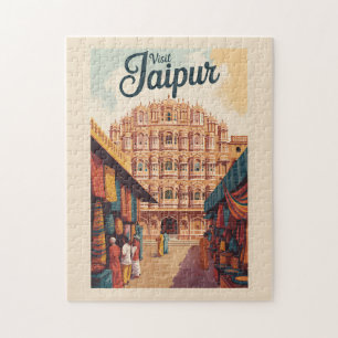 Puzzle Jaipur India Hawa Mahal Ilustracion arte de viajar
