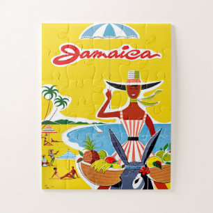 Puzzle Jamaica, Mujer en el burro junto a la costa, Diver