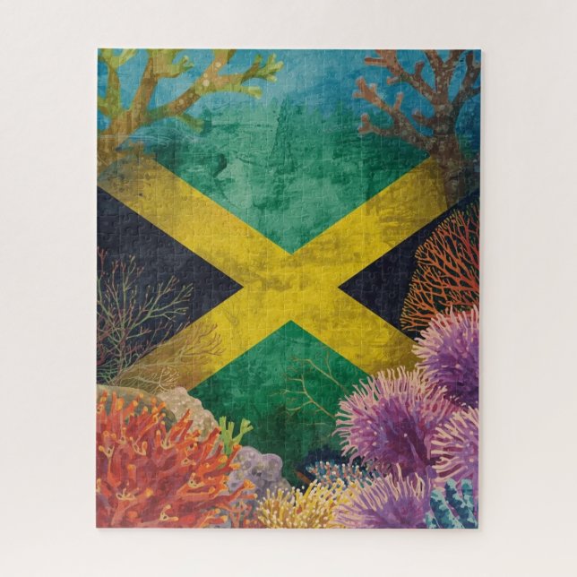Puzzle Jamaican flag under water (Vertical)