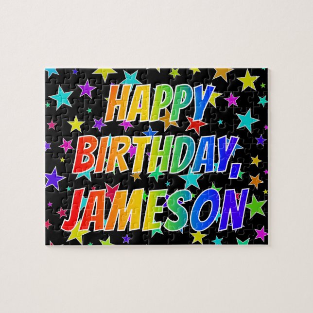Puzzle "JAMESON" Nombre, Diversión "FELIZ CUMPLEAÑOS" (Horizontal)