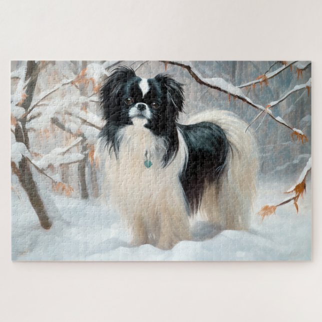 Puzzle Japanese Chin Deja que nieve Navidad (Horizontal)