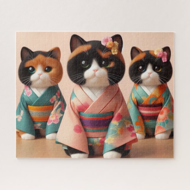 Puzzle Japanese　Traditional　Vintage　cat (Horizontal)