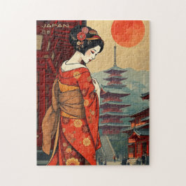 Puzzle Japón 日 本 geisha pagoda retro vintage6