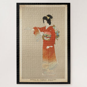 Puzzle Japón Antiguo Turista Viaja con Geisha