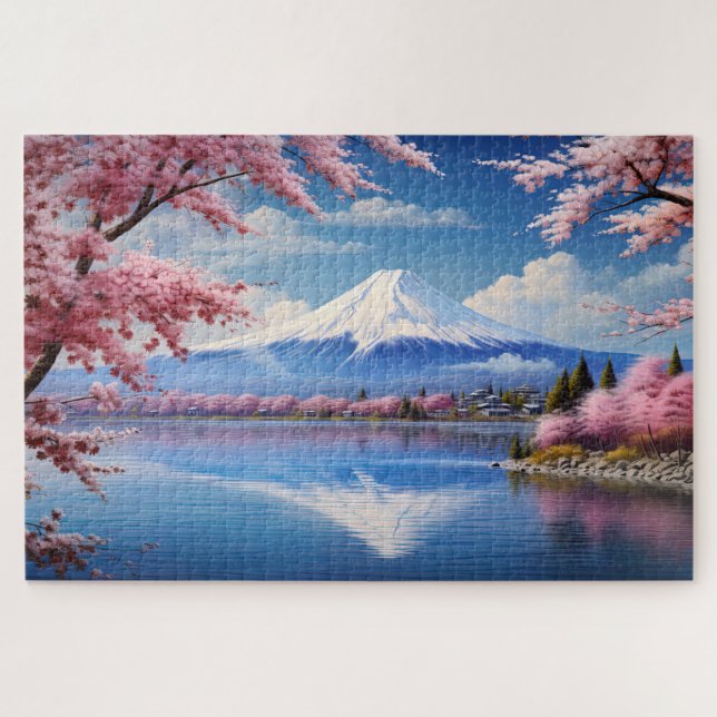 Puzzle Japón, Sakura y el paisaje Fuji (Horizontal)