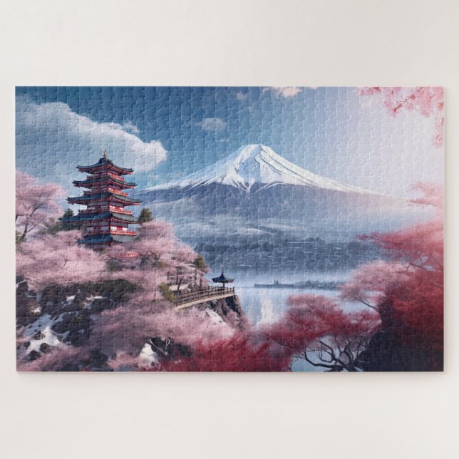 Puzzle Japón, Sakura y el paisaje Fuji (Horizontal)