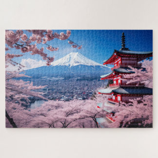 Puzzle Japón, Sakura y el paisaje Fuji