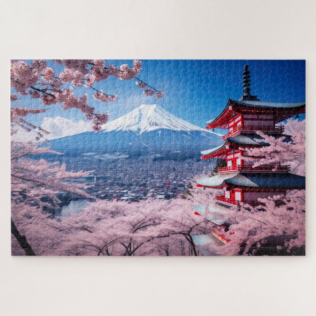 Puzzle Japón, Sakura y el paisaje Fuji (Horizontal)