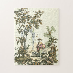 Puzzle Jardín asiático con mujeres y animales